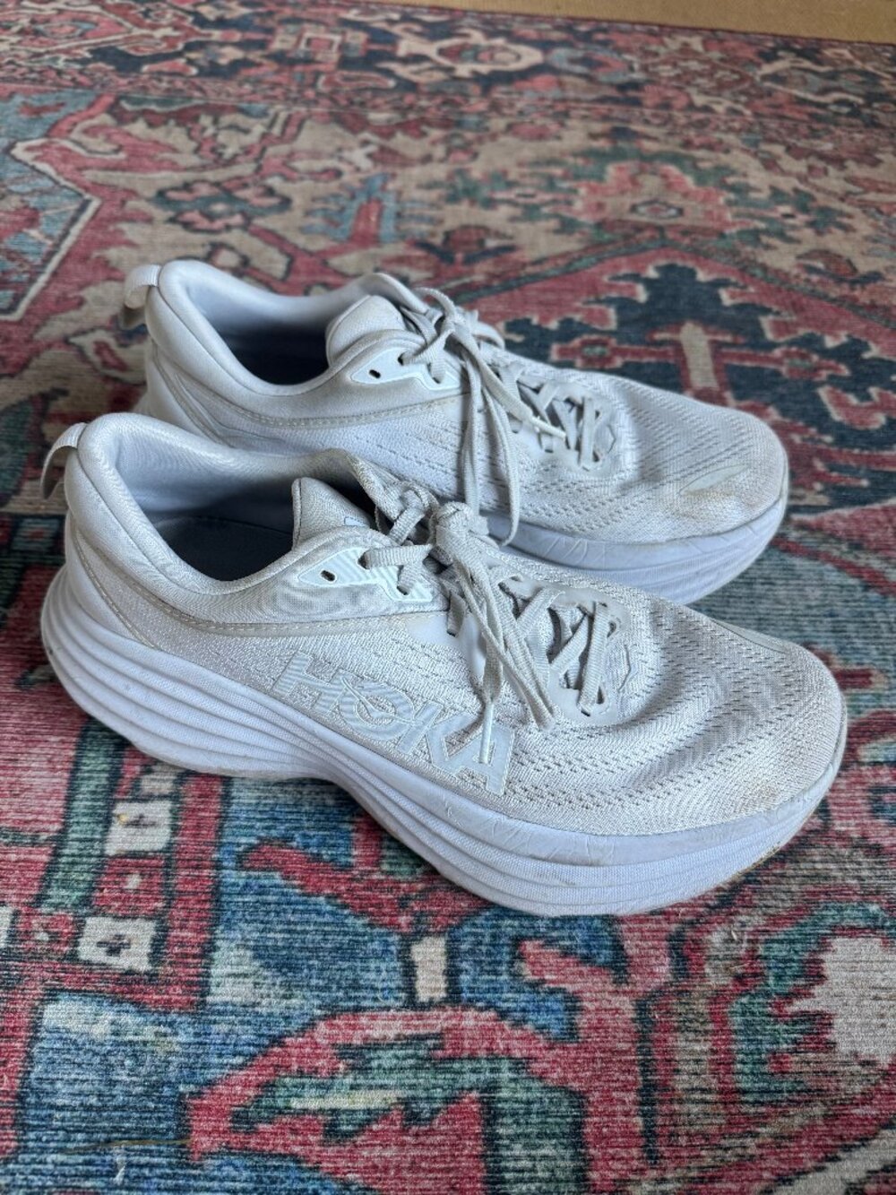 Hoka Bondi 8 Women's White Sneakers 10.5